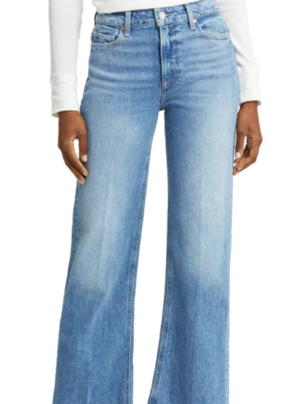 PAIGE Leenah Raw Hem High Waist Ankle Wide Leg Jeans NWOT